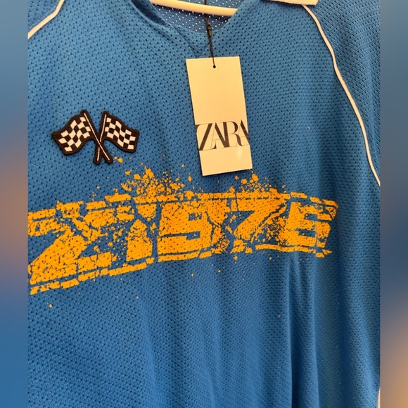 Blue and Yellow Graphic Polo Shirt - Picture 2 of 5